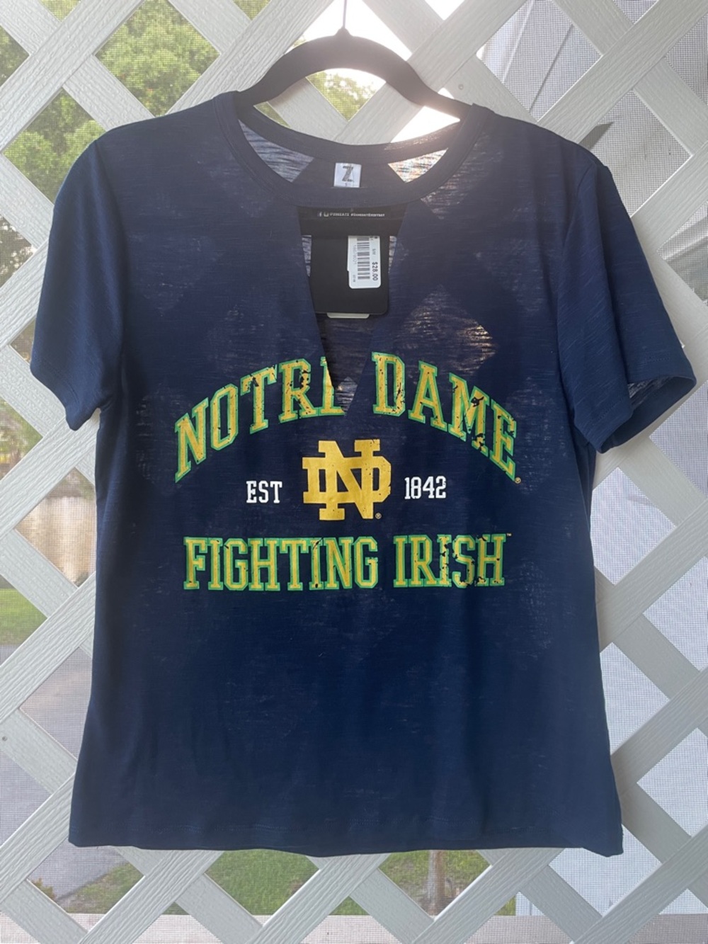 ZooZatz Notre Dame ‘Fighting Irish’ Deep V-Neck Fashion-Cut T-Shirt